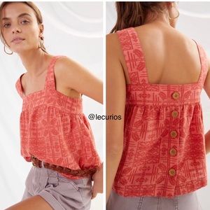 NWT Anthropologie Embroidered Button-Back Tank. Size medium.
